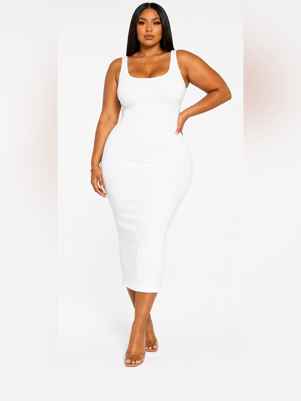 Naked Wardrobe NW Hourglass Midi Dress White
